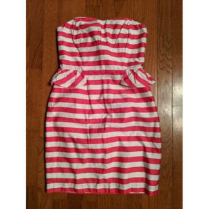 Lilly Pulitzer Size 0 Pink/White Strapless Sweetheart Dress
